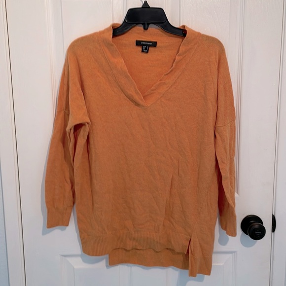 Atmosphere v-neck split him drop shoulder orange sweater wool blend - Picture 1 of 4